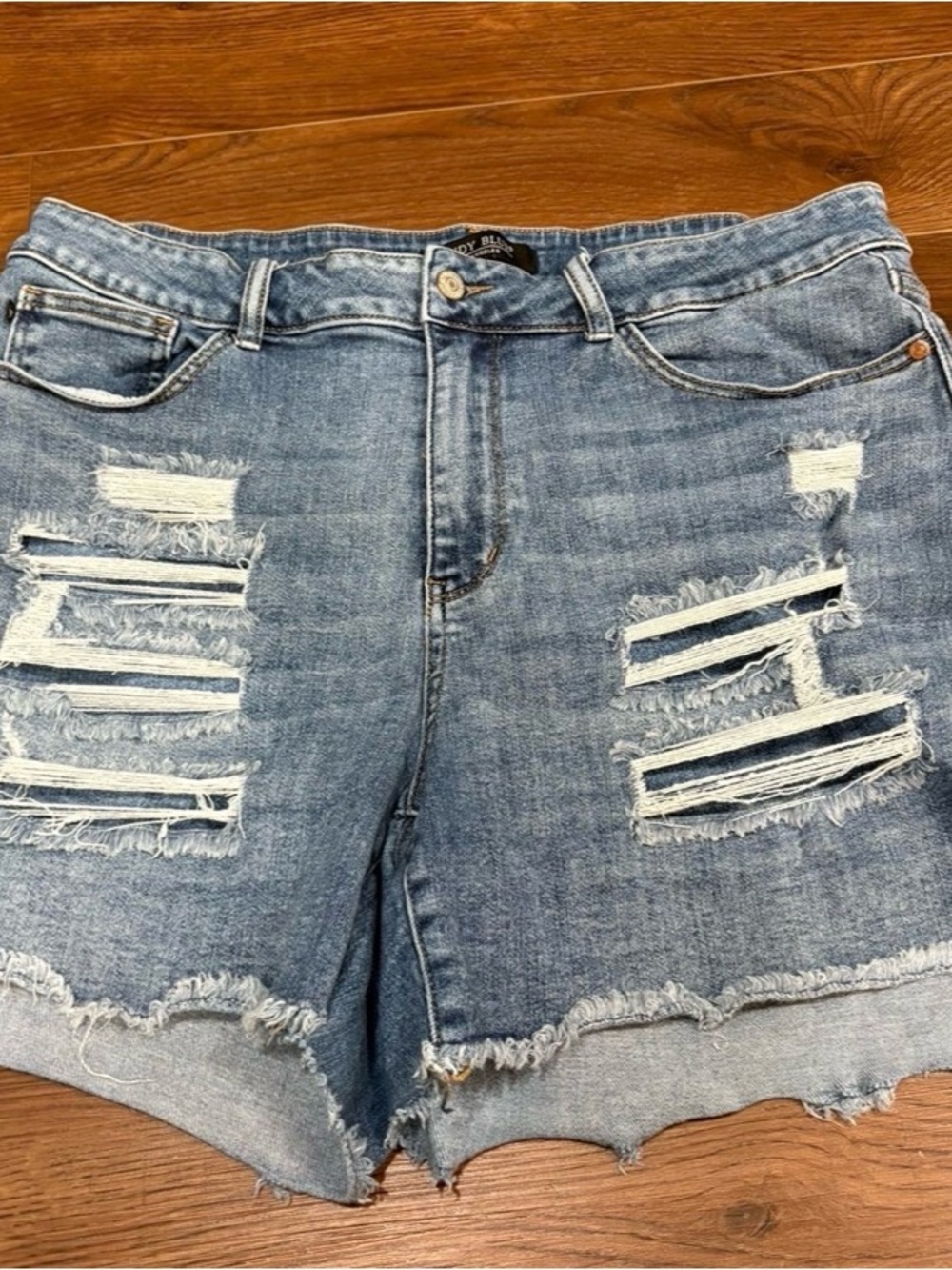Judy Blue Light Blue Distressed Denim Shorts